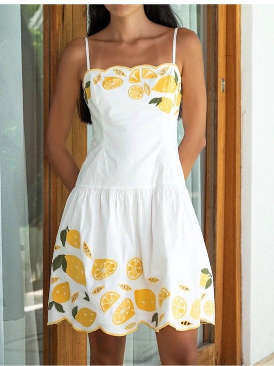 Corey Lynn Calter Dresses & Skirts - Anthropologie COREY LYNN CALTER Lemon Print Embroidered Destiny Dress NWOT